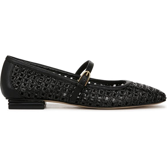 Franco Sarto Womens Black Open Weave Faux Leather Tinsley Mary Jane Ballet Flats - Picture 6 of 9